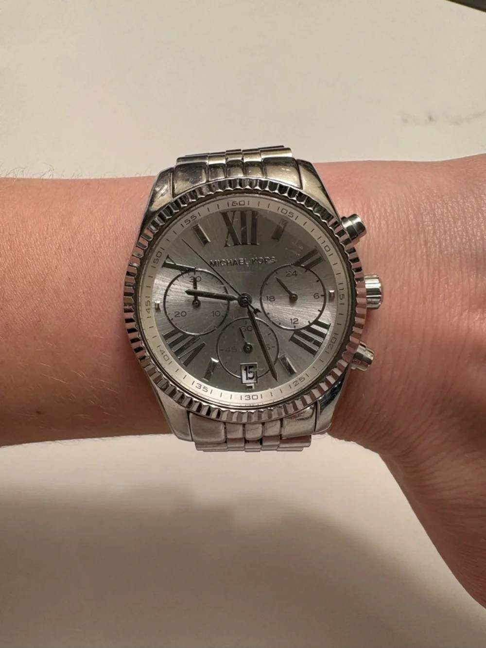 Michael Kors Silver-tone Chronograph Bracelet Watch (35mm)